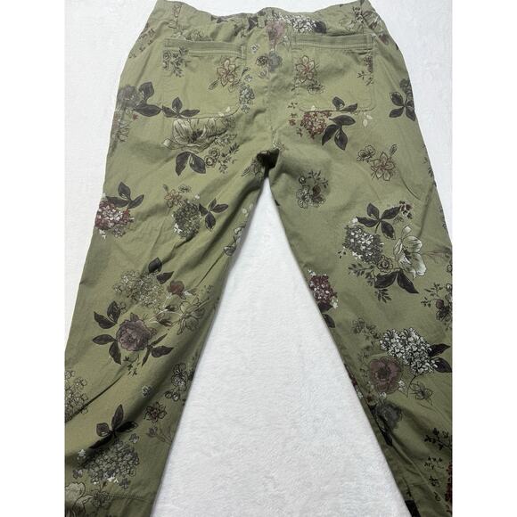 Democracy Flex-ellent Floral Print Utility Cargo Pants, Military Green Size 10 - Picture 5 of 5